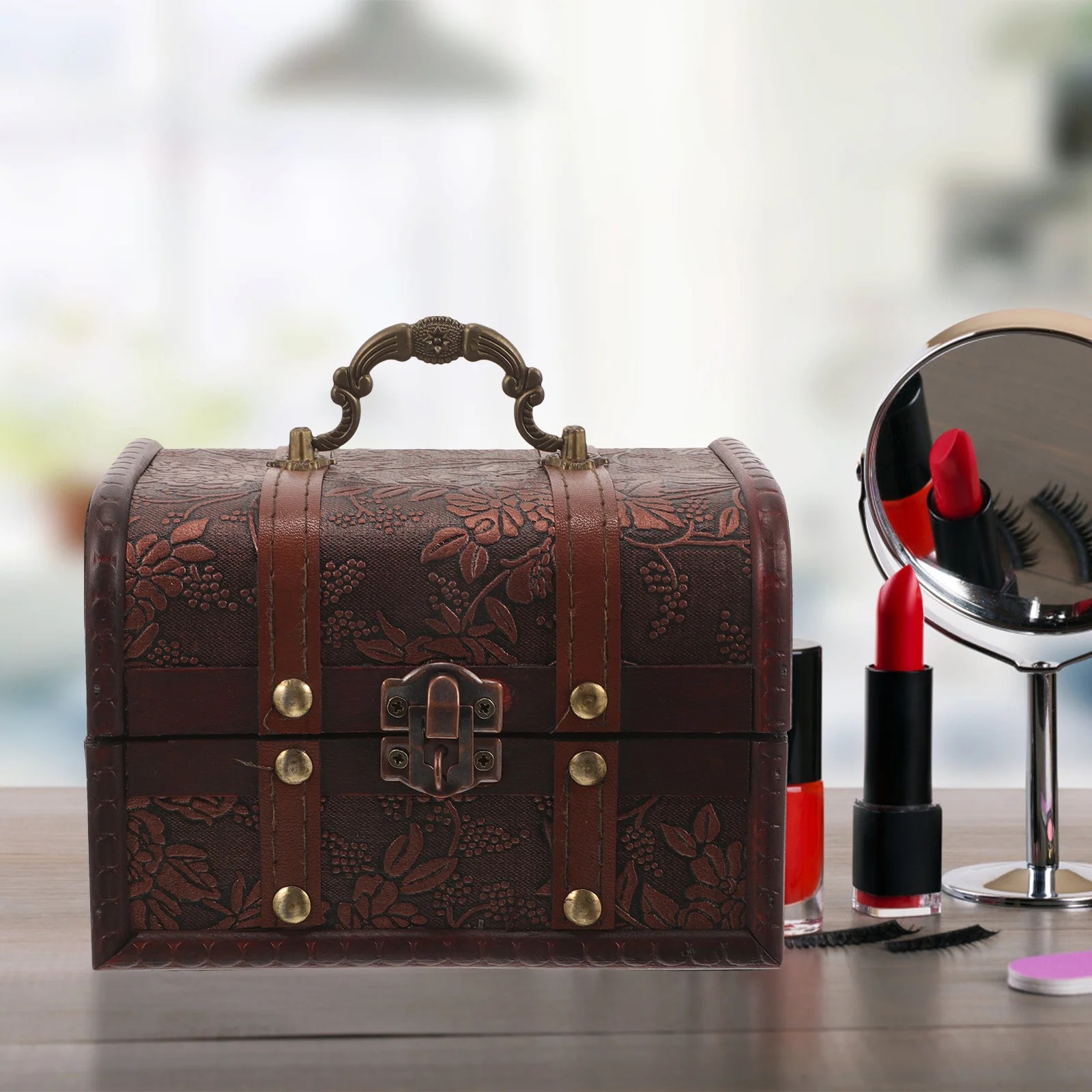 

Деревянная шкатулка с крышкой, винтажный органайзер для хранения украшений, монет, сокровищ, памятных вещей, ручная работа, деревенский стиль