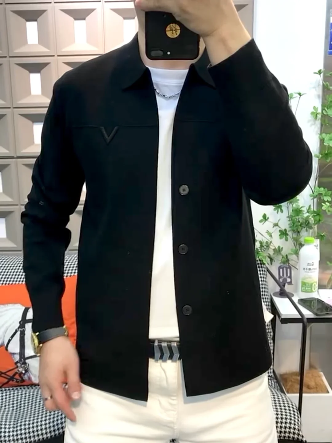 

Высококачественный комфортный мужской вязаный кардиган на весну-осень, модный, универсальный, приталенный, с длинным рукавом, антибактериальный