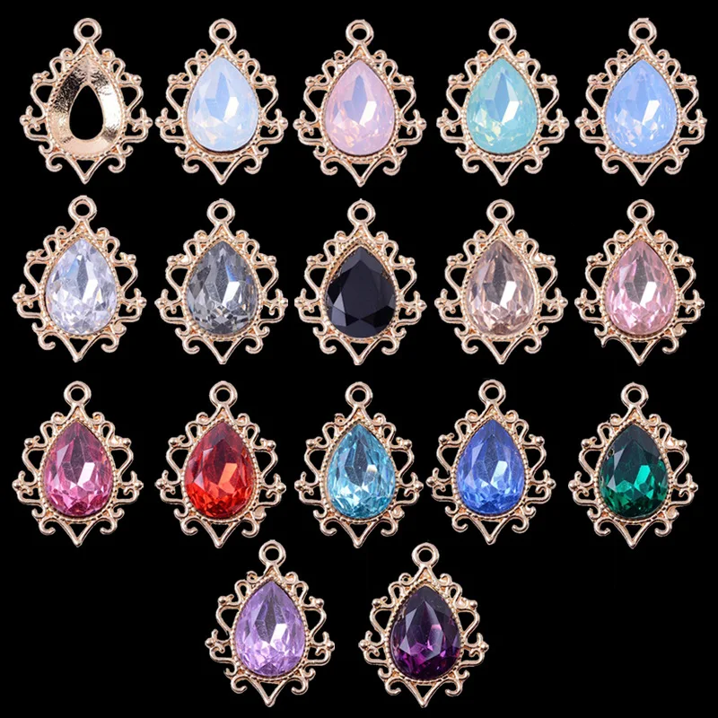 

New Style Drop Shape Crystal Glass Sew on Rhinestones,Alloy Pendant Handmade Materials Diy Jewelry Accessories