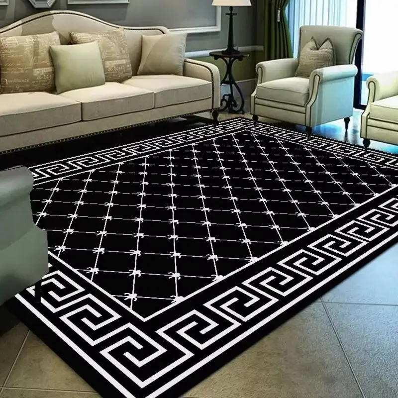 VIKAMA New Chinese-Style Living Room Rug, Easy-to-Clean Hotel and Homestay Floor Mat, Bedroom Bedside Carpet, Home Decor