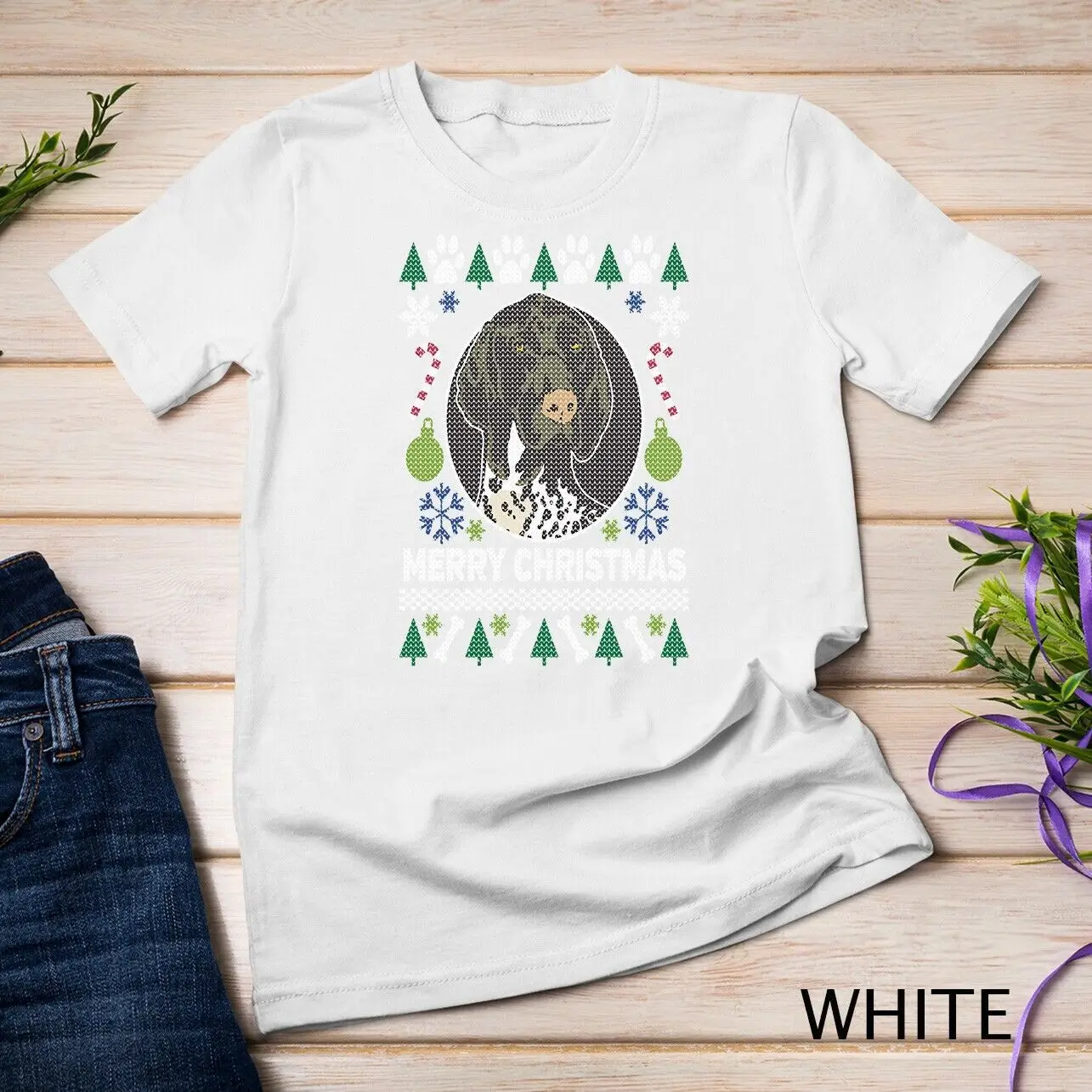 GSP German Shorthaired Pointer Merry Christmas Ugly Xmas Dog Unisex T-shirt