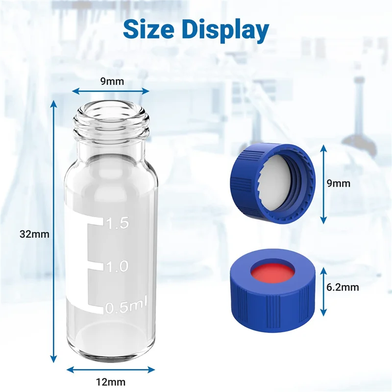 N38R_Vials 9-425 Clear Vials with Blue Screw Caps,White Red Septa