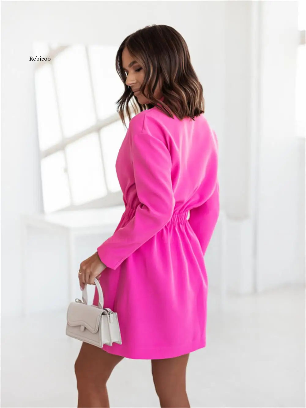 Women Long Blazer Dress 2022 Autumn Fashion OL Office Ladies Solid Color Classic Lapel Blazer Dress Elegant Female Split Dress