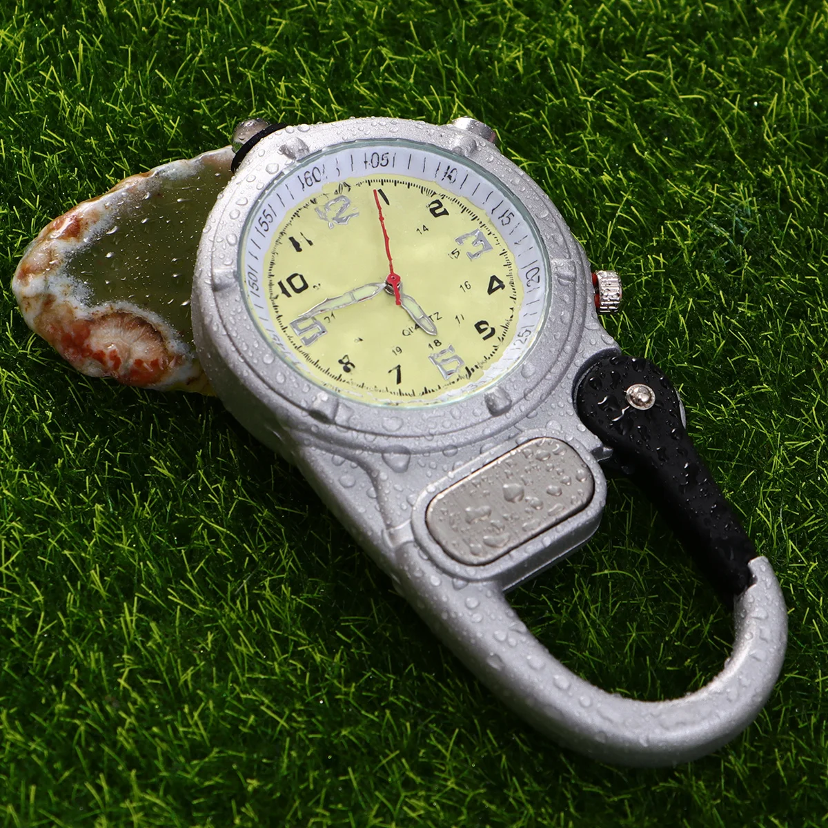 

1Pcs Buckle Clip Watch Mountaineering Outdoor Quartz Watch White with Light Durable Material Portable for Climbing