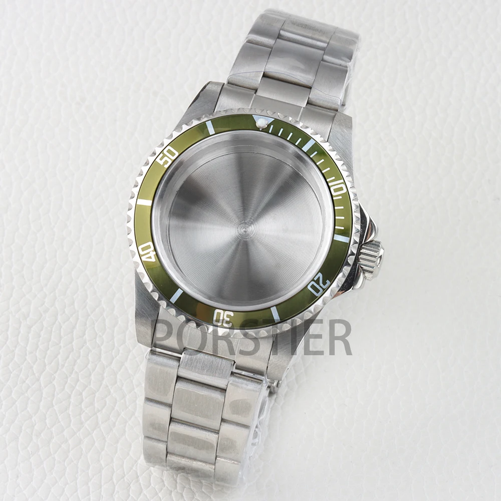 39.5MM Watch Case NH35 Vintage Sapphire Glass Aluminum Bezel Assemble For NH35 NH36 NH34 4R35 For Retro Submariner Oyster Strap