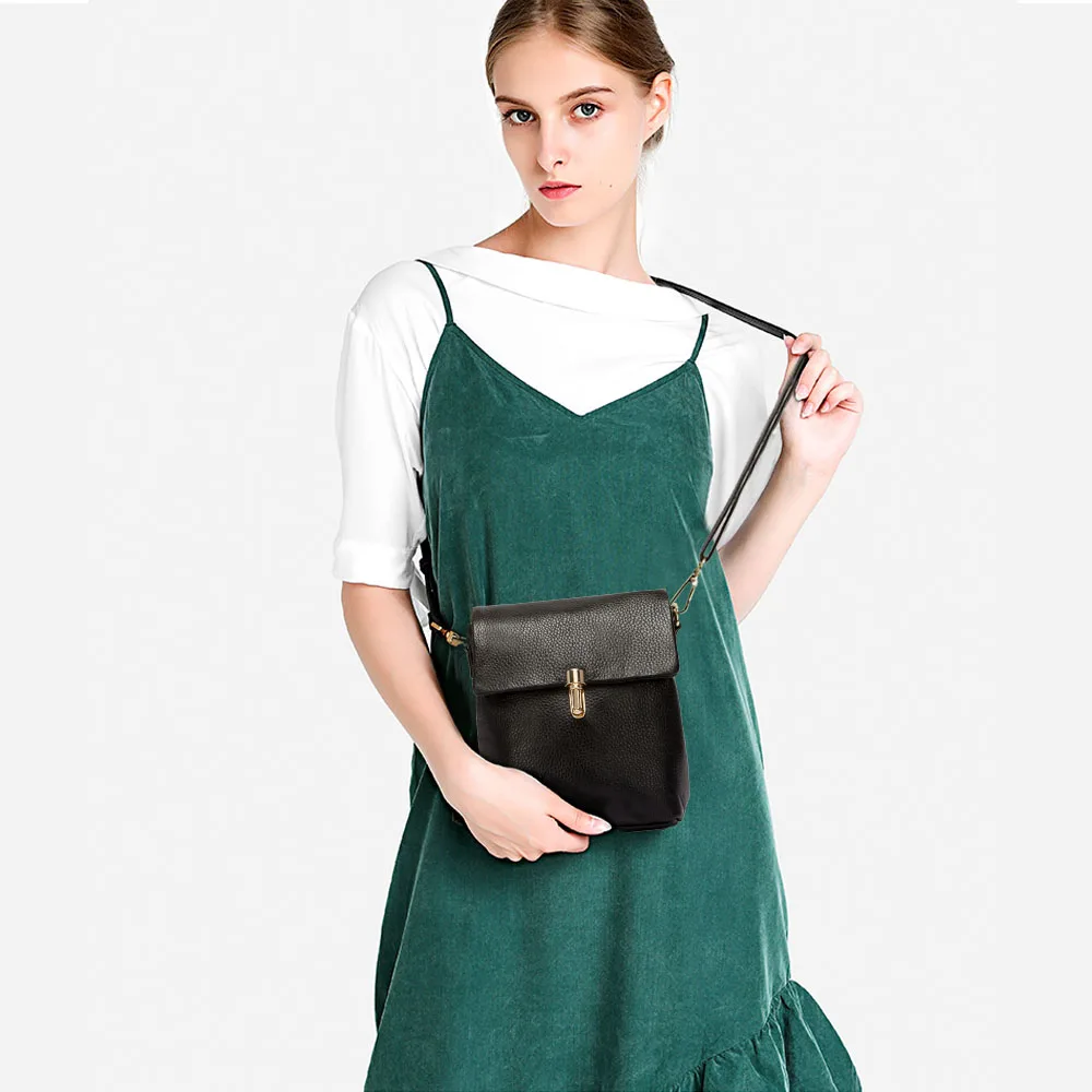 Zency 100% Genuine Leather Fashion Women Messenger Bag Lady Small Flap Bags