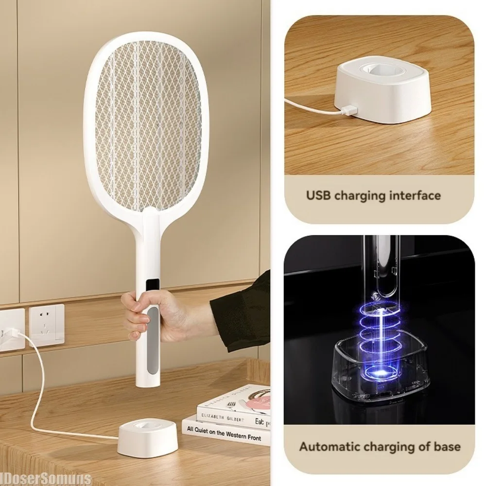 4000V Type-C Rechargeable Insect Killer Bug Zappers Electric Fly Swatter Handheld Automatic Tapping Mode Indoor and Outdoor