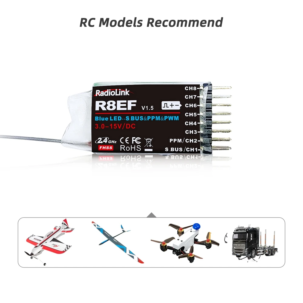 RadioLink RC Receiver R8FGH R8FG R8EF R8FM R8SM R8XM R7FG R6FG R6F R4FGM 2.4G Receiver