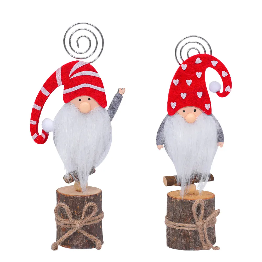 

2 Pcs Faceless Business Card Holder Clip Menu Photo Holders Decoration Memo Note Christmas Table