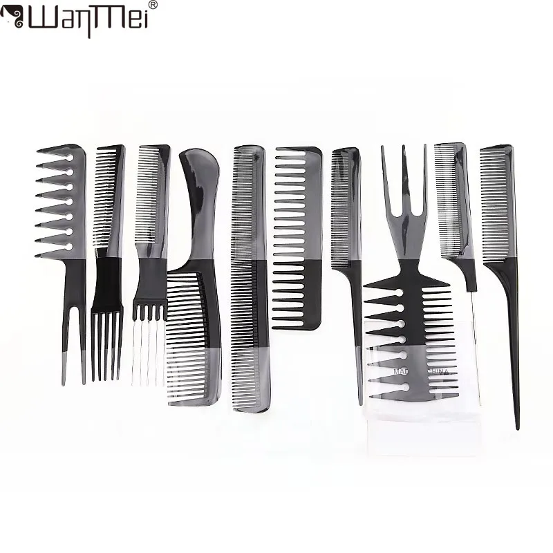 

WANMEI 10 шт. расческа для волос парикмахерская щетка черная пластиковая расческа для укладки волос хвост расческа мини салонные инструменты для волос