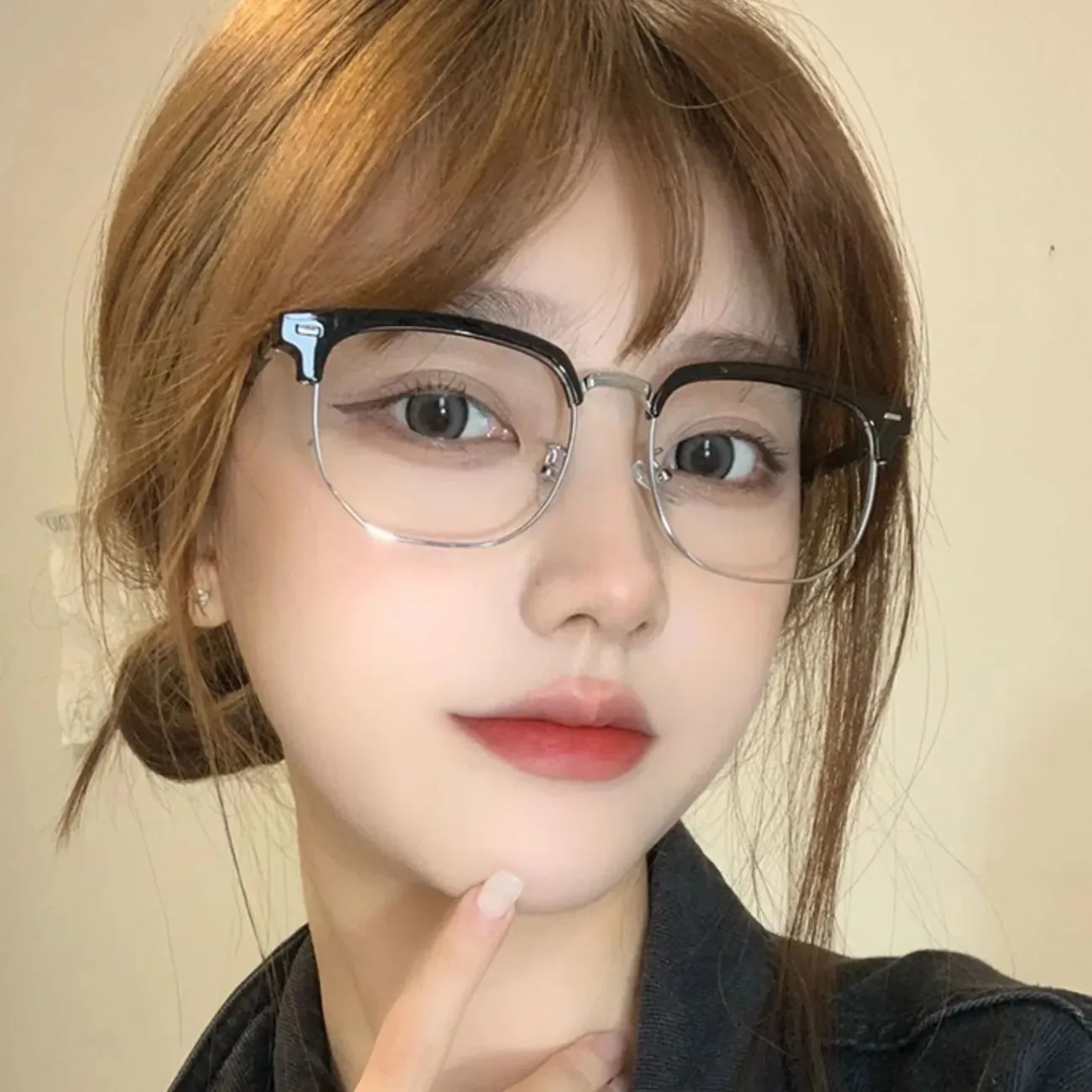 Simple Semi Rimless Anti Blue Light Blocking Glasses Men Square Ray Filter Eyeglasses Big Frame Women Computer Goggle Spectacles