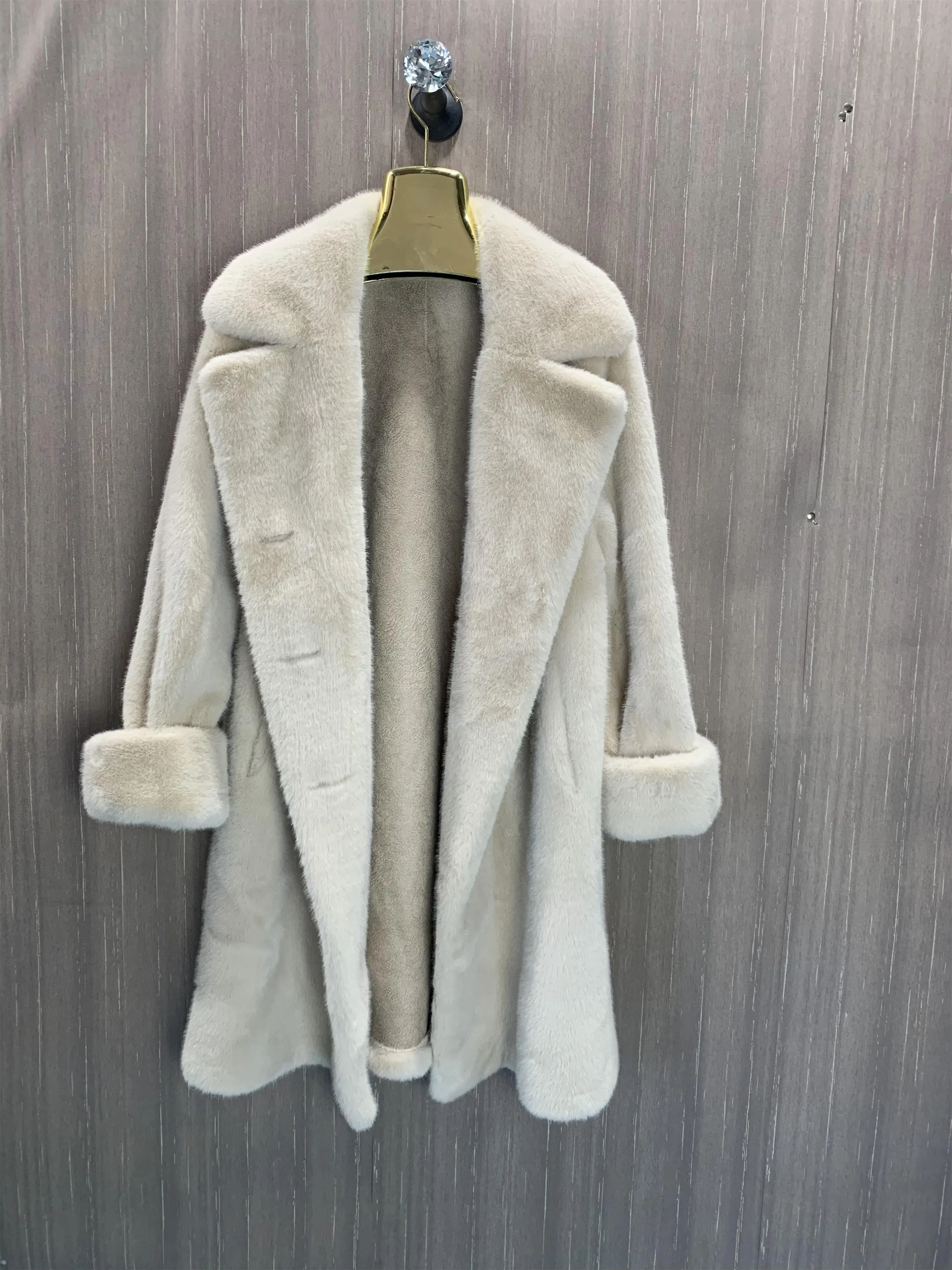 2024 mink fur women's jacket, faux fur coat, new long fur coat with collar