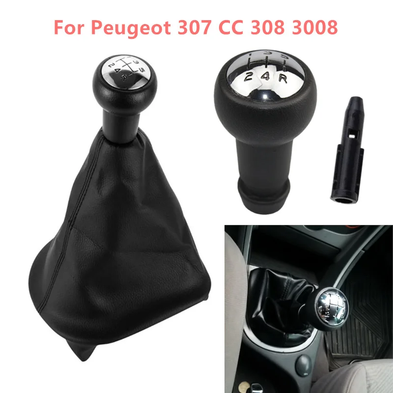 

Car Shift Gear Knob Lever Gaitor Boot Cover for Citroen C2 C4 Picasso for Peugeot 307 308 3008 with Adapter Accessories