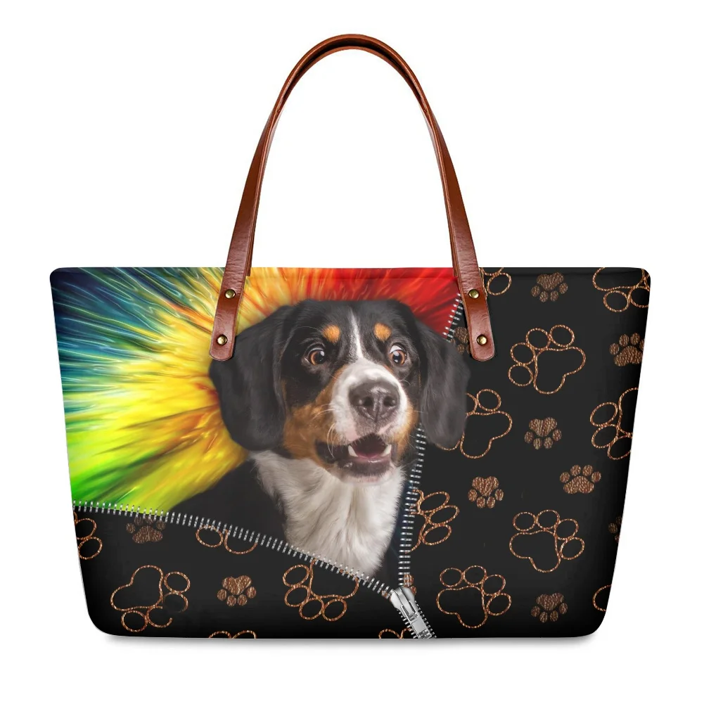 HYCOOL Animal Dog Design Custom Print Women Handbag& Wallet Set Casual Outdoor Tote Shoulder Hand Bags Ladies Money Purses