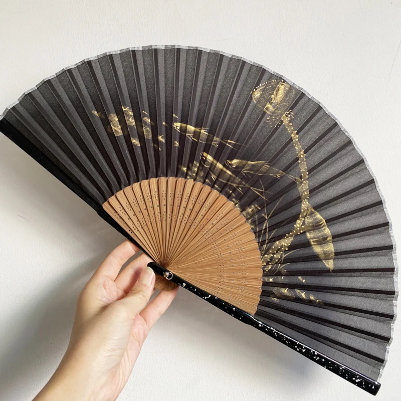 Daily Use Manual Fan Silk Hand-painted Folding Fan Wedding Gift Decoration Going Out Selfie Jewelry Convenient Bamboo Fan Crafts