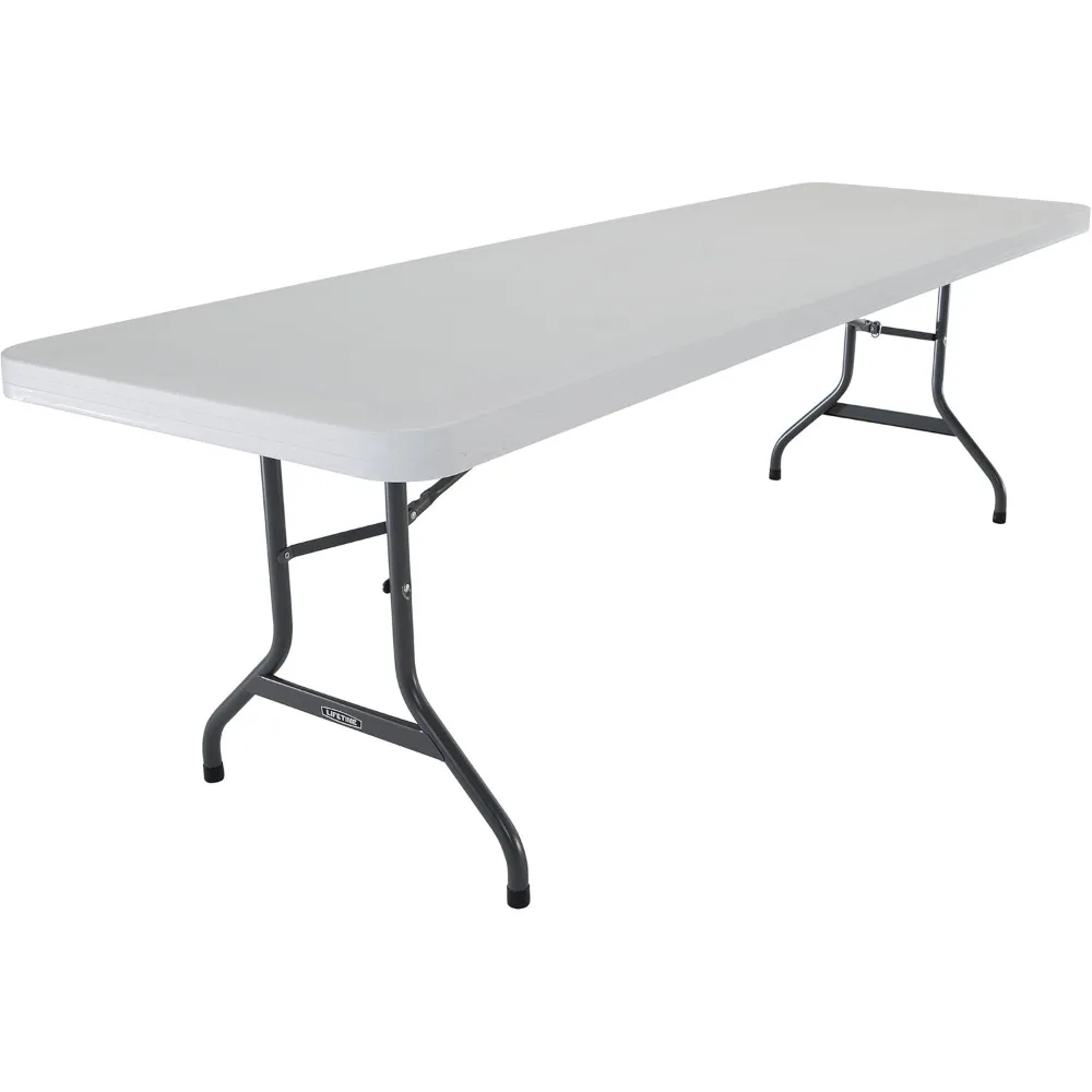 22980 Folding Utility Table, 8 Feet, White Granite, 96