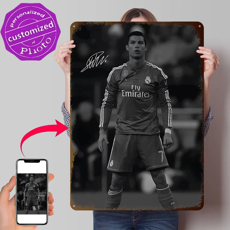 Cristiano Ronaldo the Best Poster Retro 3D Printed Metal Signs Customized Wall Hanging Gift for Bedroom Decoration Gaming House