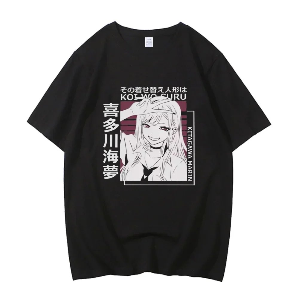 Camiseta Vintage de Algodão My Dress Up Darling Marin Kitagawa Wakana Gojo Anime 2026 para Homens e Mulheres - Camisetas Estampadas