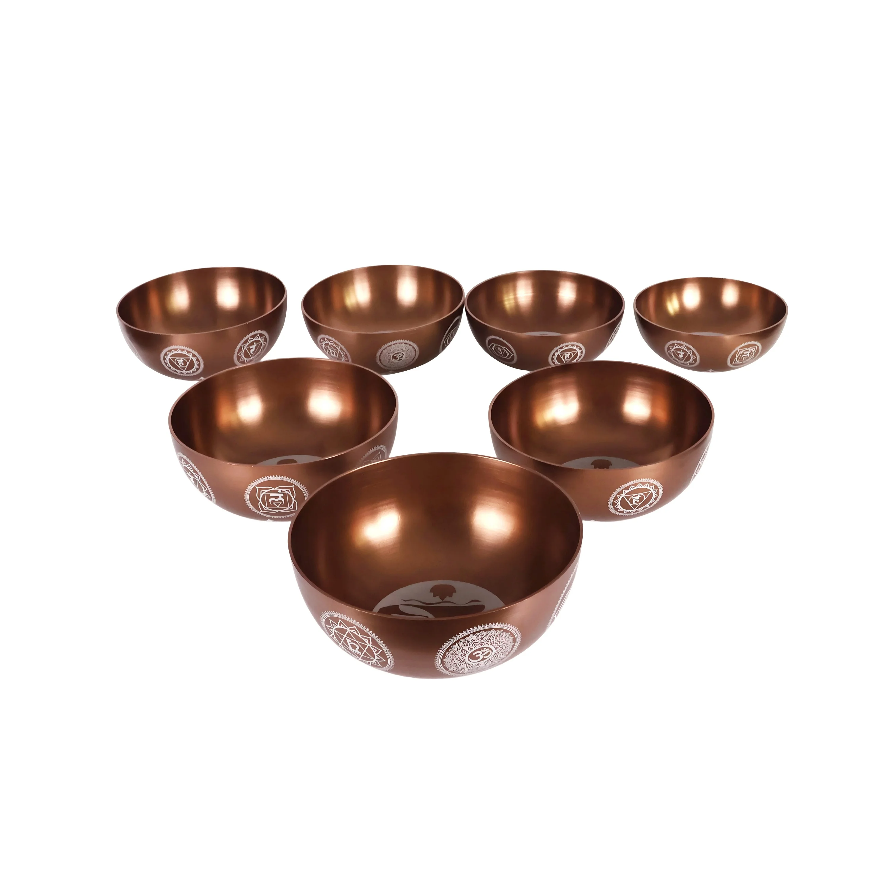 Singing Bowls Full Chakra Set Copper Color of Schumann Frequency Therapy for Sound Healing Bath Ideal for Meditation Yoga - view 5