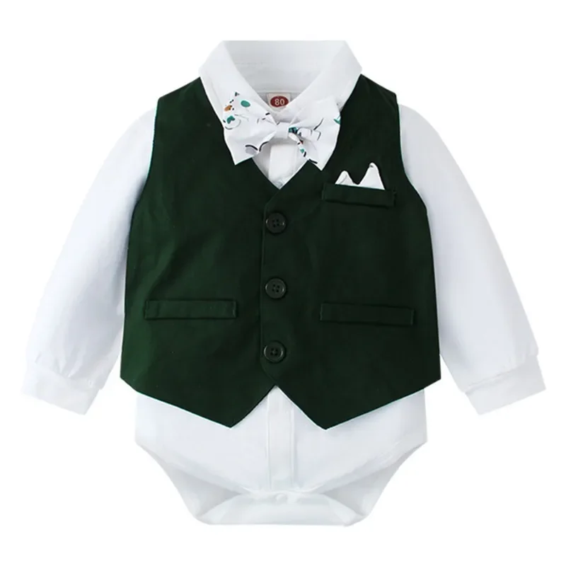 

Long Sleeve Newborn Cotton Autumn Spring Clothes Baby Boy Gentleman Set Infant 1st Birthday Outfit for Boy Polka Dot Bodysuit