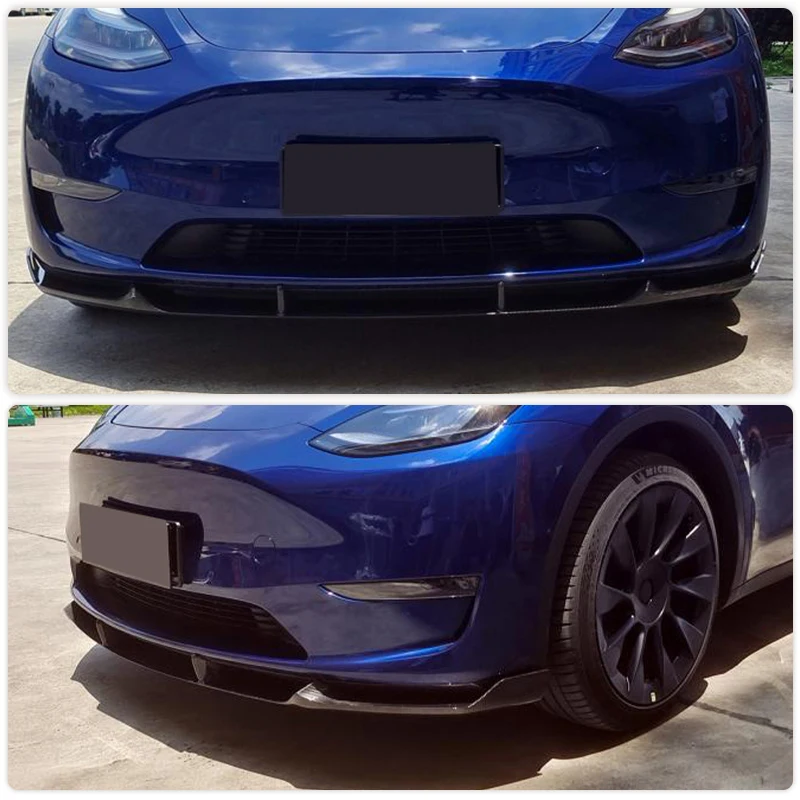 Car Front Bumper Lip Spoiler Prepreg Dry Carbon for Tesla Model Y Sport Utility 4-Door 2019-2023 Front Lip Splitters Body Kit