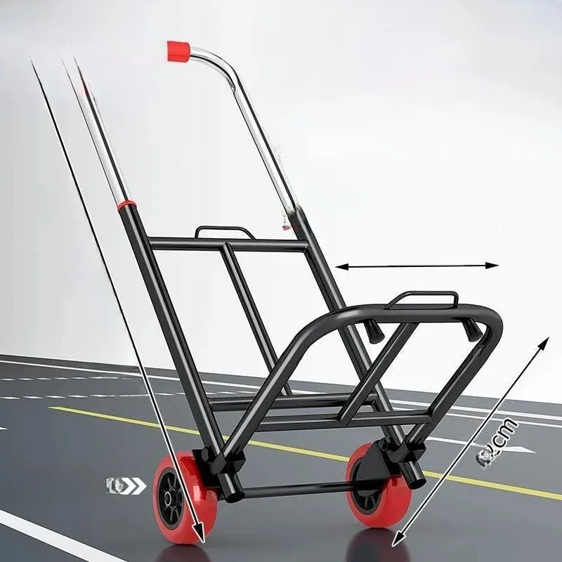portable-small-shelf-handcart-luggage-pulling-rack-japanese-style-simple-design-stainless-steel-foldable-shopping-cart