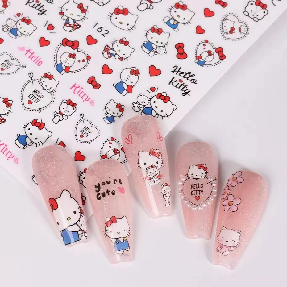 

New Cartoon Sanrio Heart Hello Kitty Nail Stickers Anime My Melody Cinnamoroll Nail Decoration Pom Pom Purin Stickers For Nails