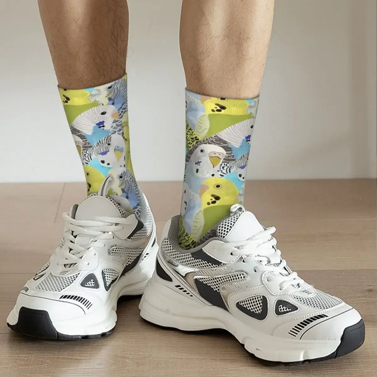 Calcetines Budgie Periquitos Harajuku Medias absorbentes del sudor Calcetines largos para todas las estaciones Accesorios para regalos unisex