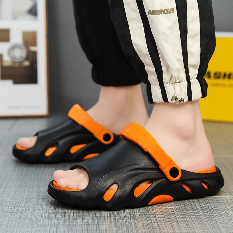 

Slippers men wear outside the summer step on the poop sense coconut sports slippers outdoor two wear beach sandals