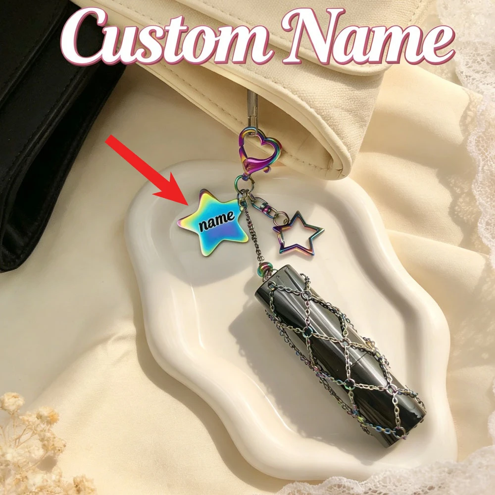 Custom Hot Selling Keychain Creative Simple Fashion Bag Buckle Key Chain Ring Colorful Lipstick Mesh Pocket Pendant Keyring Gift