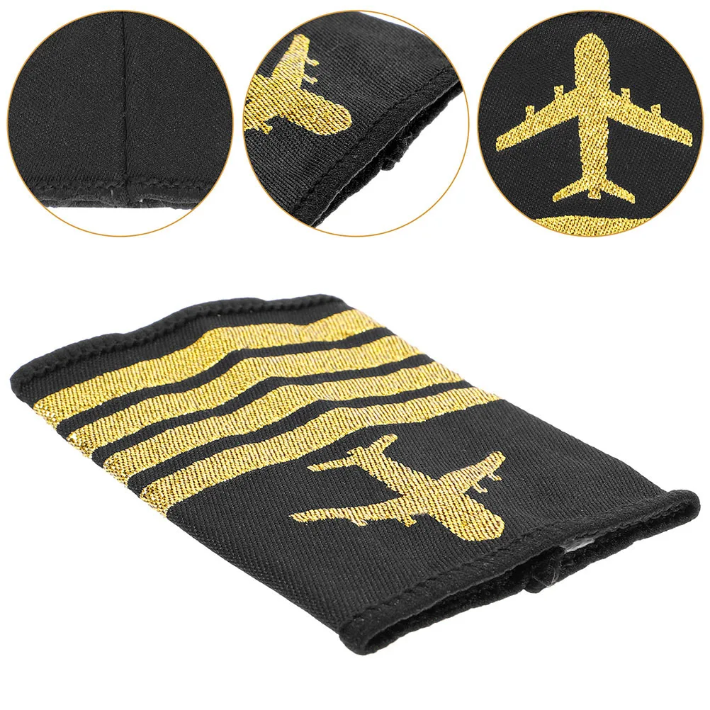 

Airline Pilot Uniform Epaulets Shoulder Boards For Aviation Cosplay Flight Attendant Captain Stage Performance