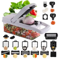 22 IN 1 Gemüse Slicer Schnitte Set Multi Zweck Gemüse Cutter Obst Kartoffel Chopper Karotte Shredder Mit Korb Küche Werkzeuge