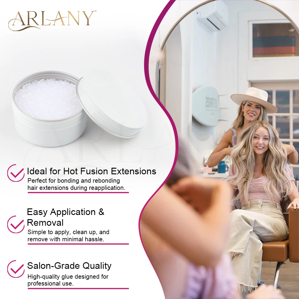 ARLANY 50g Hair Extension Glue Powder Italian K Tip Powder for Pre-bonded Extensions Hot Melting Keratin Bonding Powder
