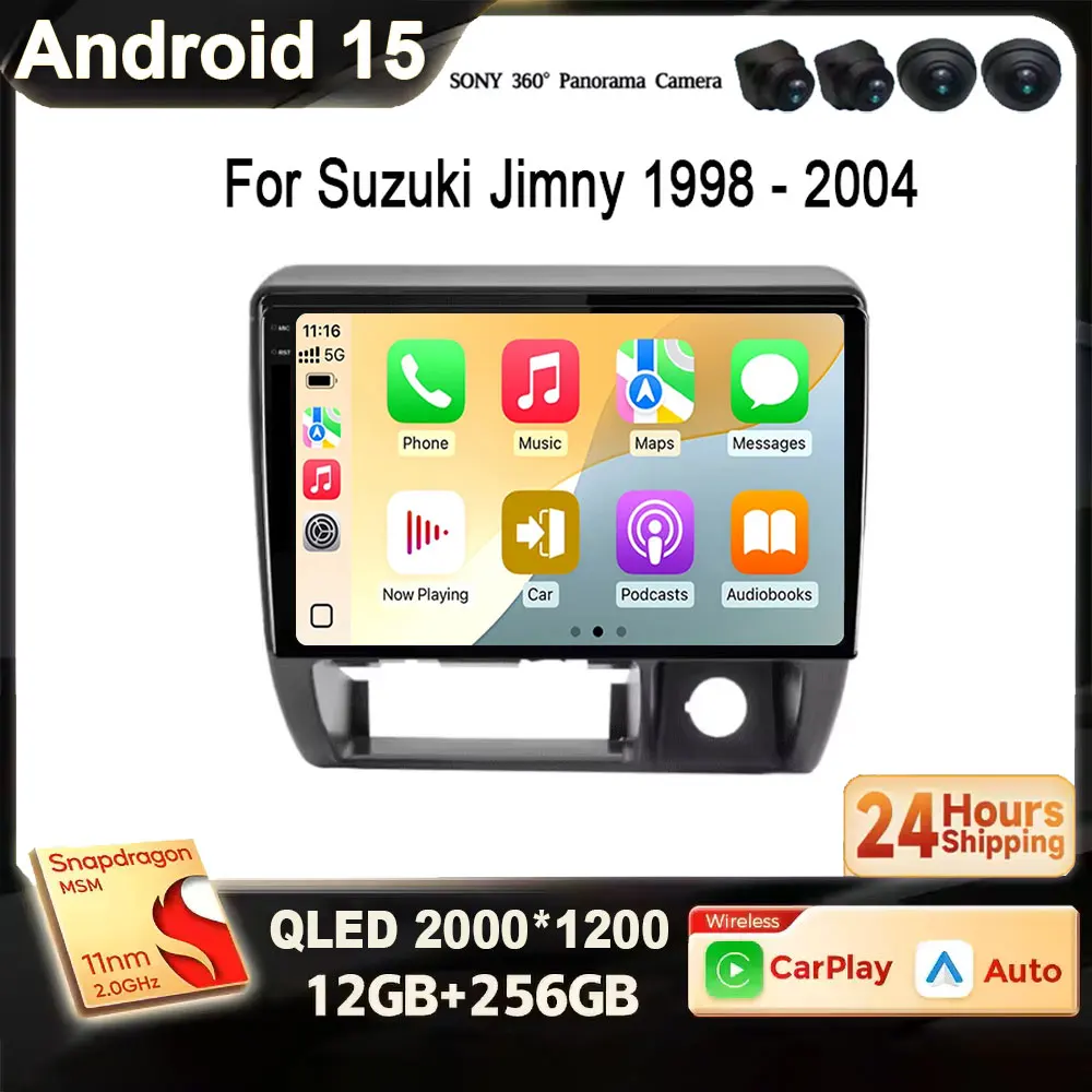 For Suzuki Jimny 1998 - 2004 Android 15 2K QLED Carplay Auto Multimedia Car Radio Player Video Player Head Unit GPS Navigation