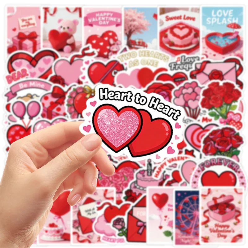 50PCS Valentine Day Theme Pattern Decorated Stickers Photo Albums Phone Laptop   Luggage Skateboard Water Bottle Graffiti Decals