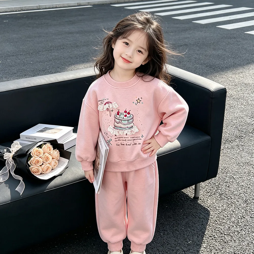 Europäisch-Amerikanische Mädchen-Sweatshirts 2026 Frühling Herbst Baby-Mädchen-Sweatshirts und Hosenanzug Niedlicher Print Pullover Oberteil Kleidung – Detail 11