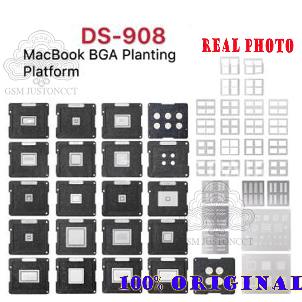 

DS-908 BGA Reballing Platform Set for Mac Notebook CPU GPU PCH SMC RAM Flash Memory Chips Soldering Tool Tin Planting Stencils