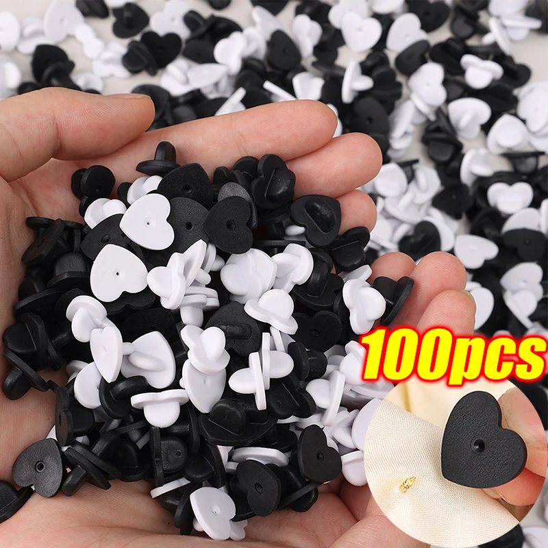 50/100pcs Black PVC Rubber Pin Backs Butterfly Clutch Tie Tack Lapel Holder Clasp Pin Cap Keepers for Uniform Badges Replacement