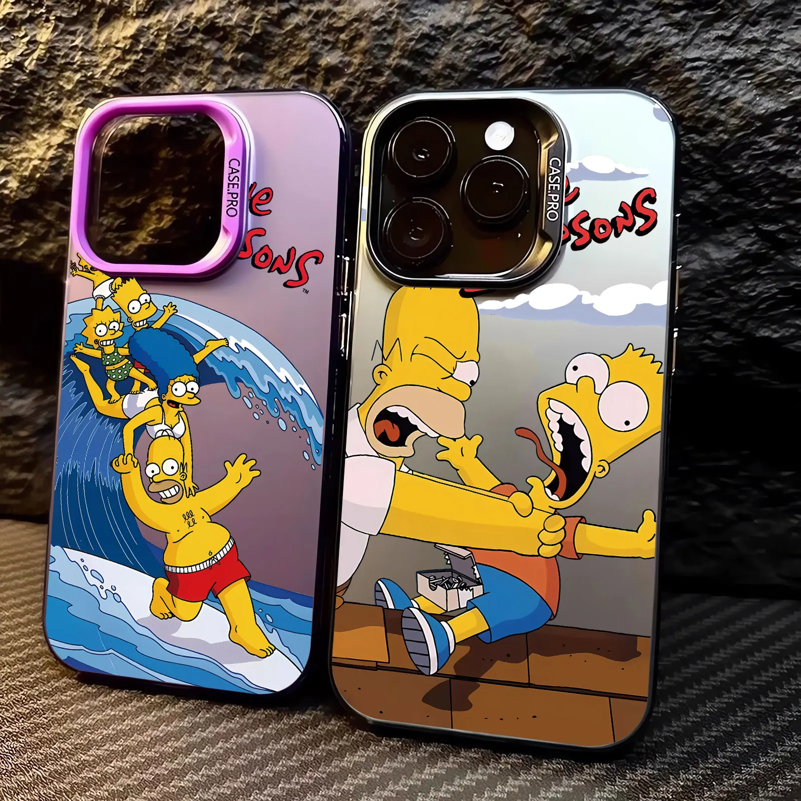 Homer J. Funda de teléfono de silicona Simpson Surf Donut para Apple iPhone, 11, 13, 15, 14 Pro Max, 12, XR, XS, X, funda protectora