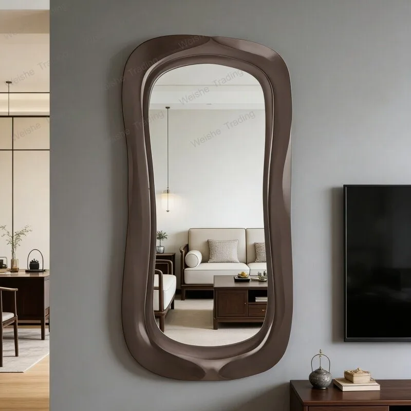 Medieval makeup full-body mirror bedroom household cloud decoration porch can be wall-mounted full-body dressing fitting mirror