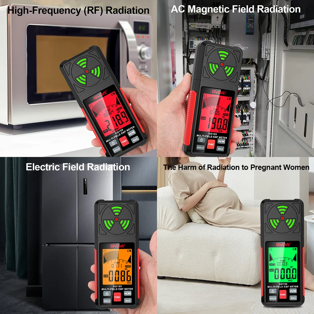 GVDA miernik pola elektromagnetycznego elektromagnetyczny magnetyczny detektor pola częstotliwości radiowej Tester do kontroli EMF w domu, biurze