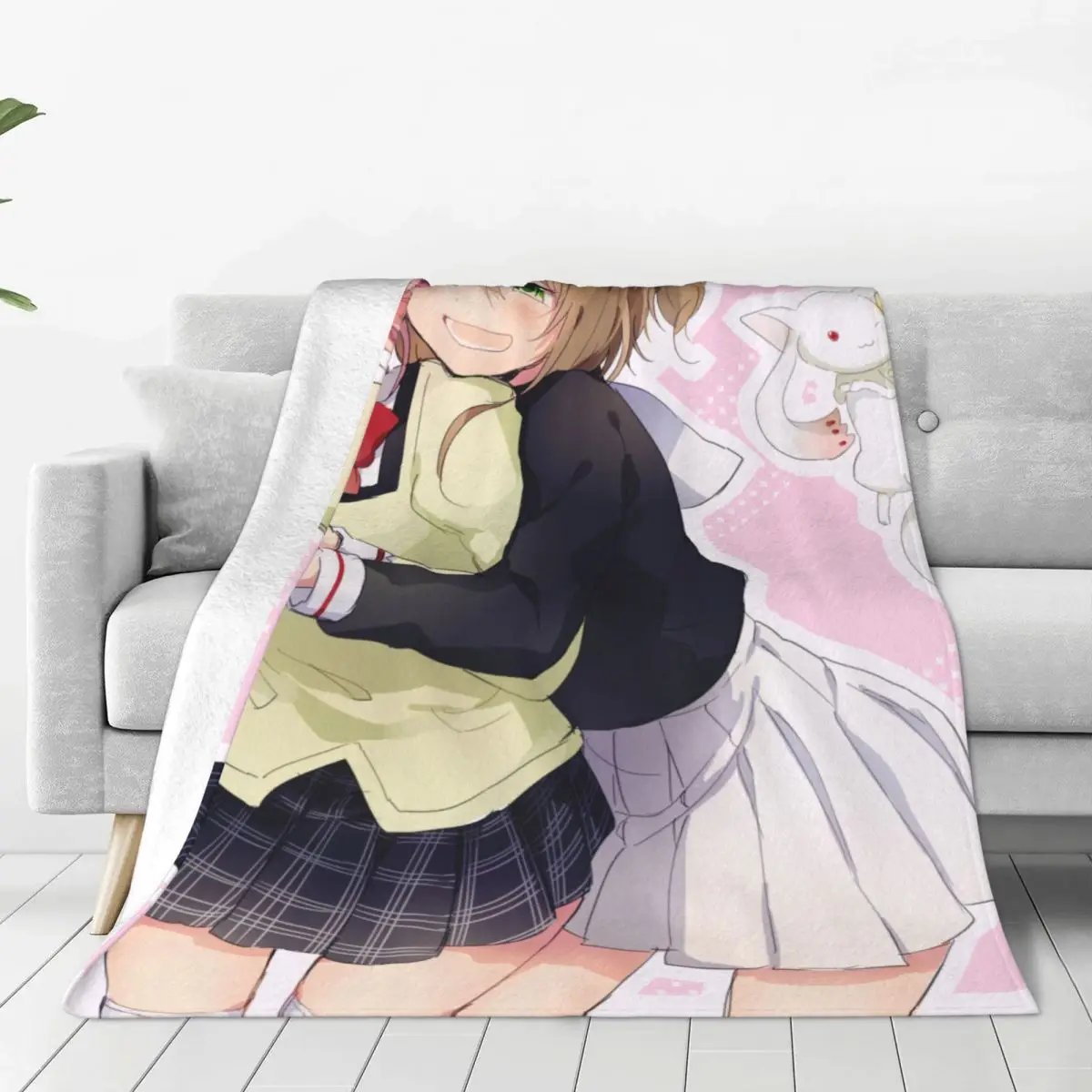 Fluffy Baby Blanket Puella Magi Madoka Magica Sofa Camp Nap Bedspread Cozy Flannel Blanket Bedroom Decor