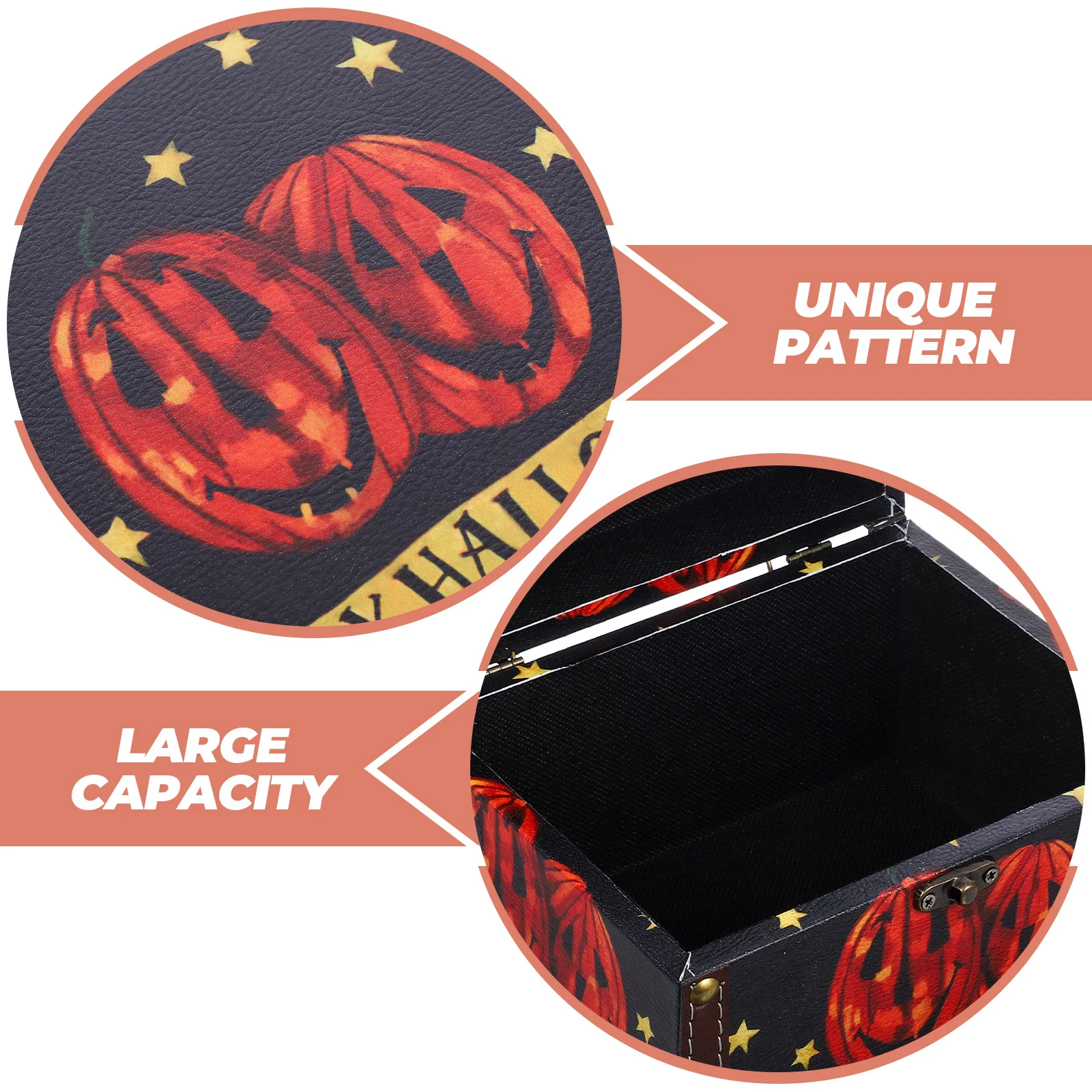 

1pc Wooden Storage Large Capacity Halloween Gift Organizer Reusable Treat Box For Candy Chocolate Mints Cookie Halloween