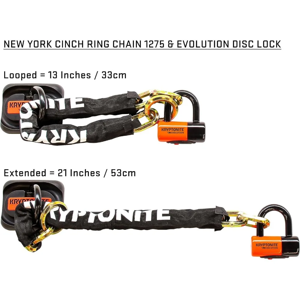 قفل سلسلة دراجة نارية شديد التحمل بطول 2.5 قدم مع حماية ضد السرقة من الذهب الآمن