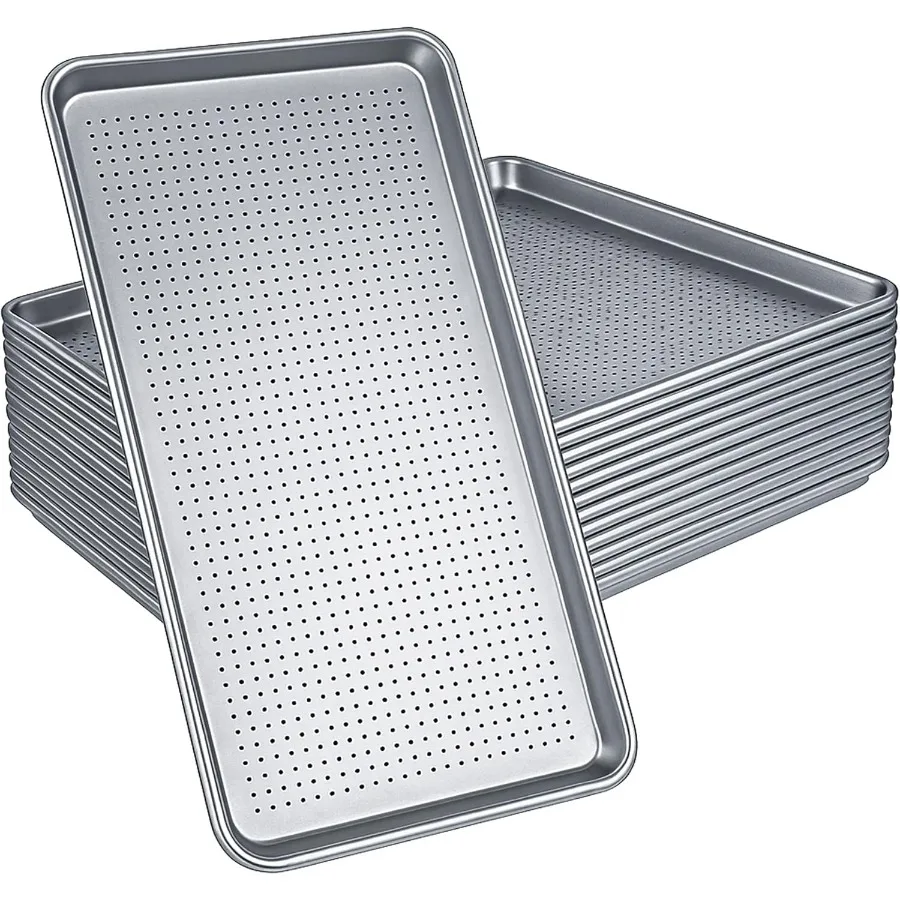 

Full Size Perforated Aluminum Sheet Pan 18″ x 26″ Commercial Baking Tray 19 Gauge Wire In Rim Perforated Baking Sheet Aluminum