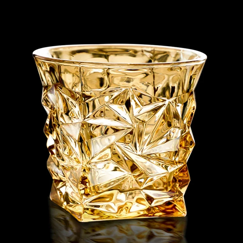 European-Style Household Wine Glass Large Crystal Glass Whiskey Cup Gold-Plated Distilled Beverage Brandy Beer Tea Cup