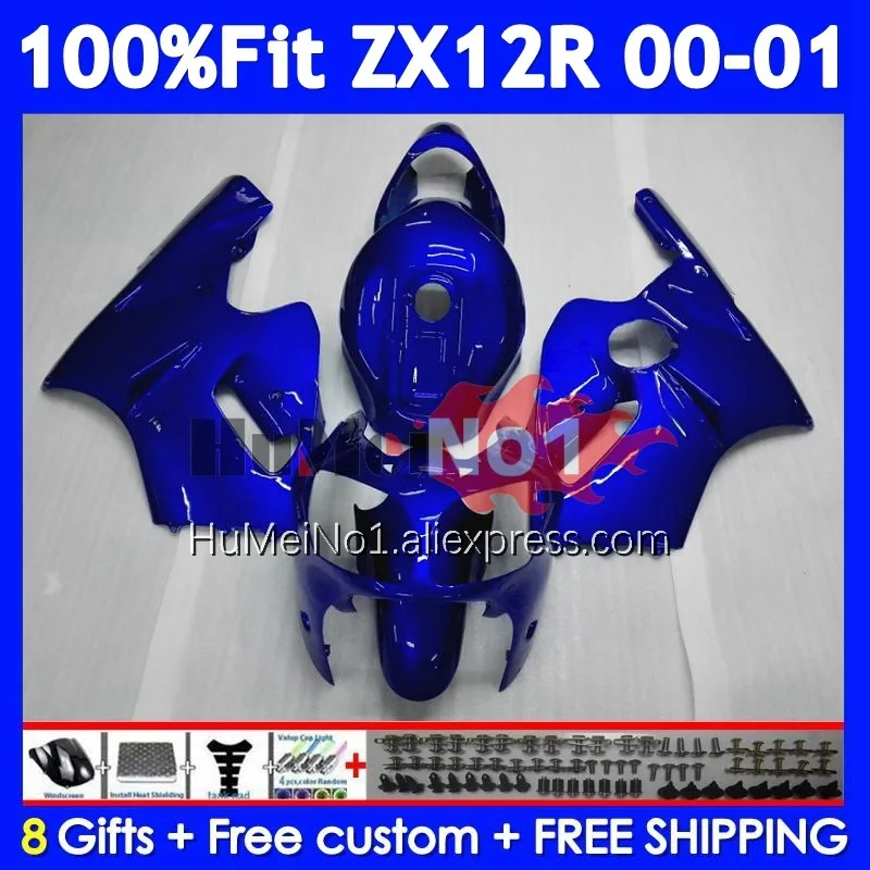 OEM Body For KAWASAKI NINJA ZX-12R ZX 12R 12 R 1200 225No.5 ZX1200 ALL Blue 1200CC ZX12R 00 01 2000 2001 Injection Fairing