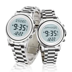 Couple Watch Muslim Lover Wrist Clock with Qibla Compass and World Prayer Alarm Islamic Family Ramadan Gift