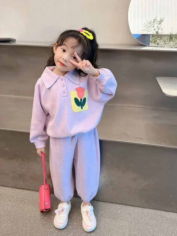 

Girls' Casual Two-piece Spring Suit 2024 New Children's Spring And Autumn Girls' Sports Suit Clothing Baby Girl Clothes