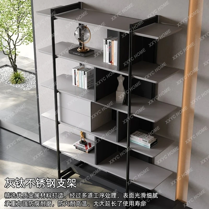 Minimalist Creative Bookshelf Modern Simple Stainless Steel Storage Simple Multi-layer Display Cabinet